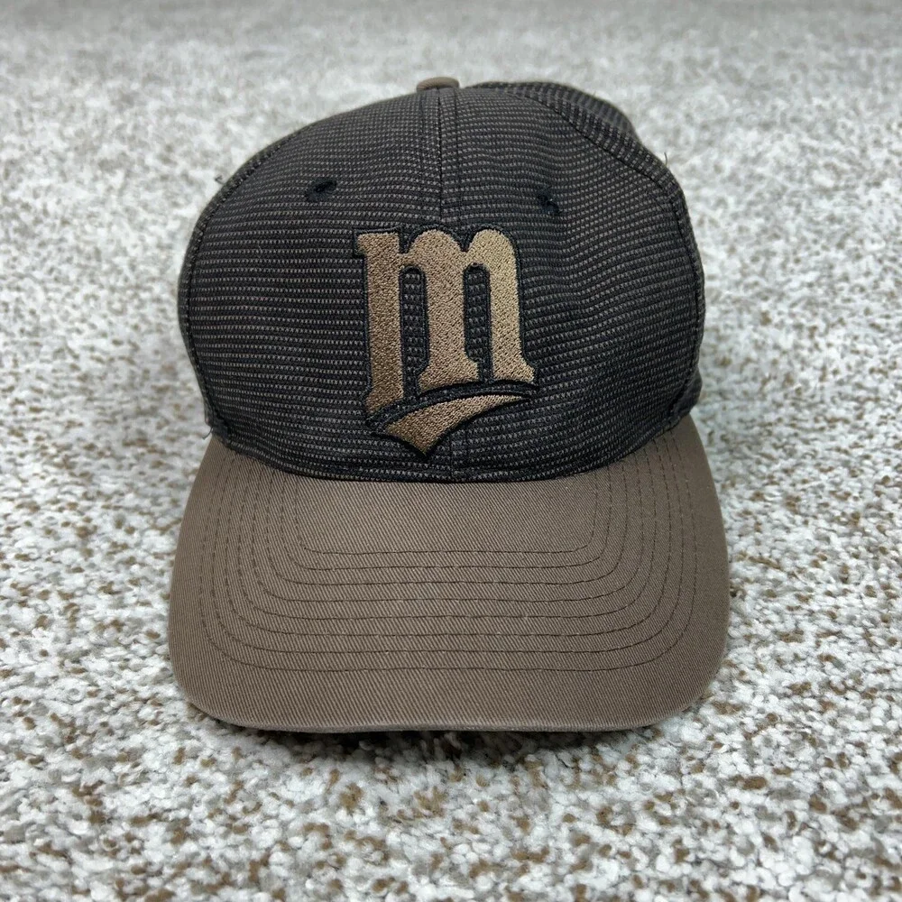 Vintage Minnesota Twins Hat Cap Strap Back Brown Black Mens 90s MLB Baseball